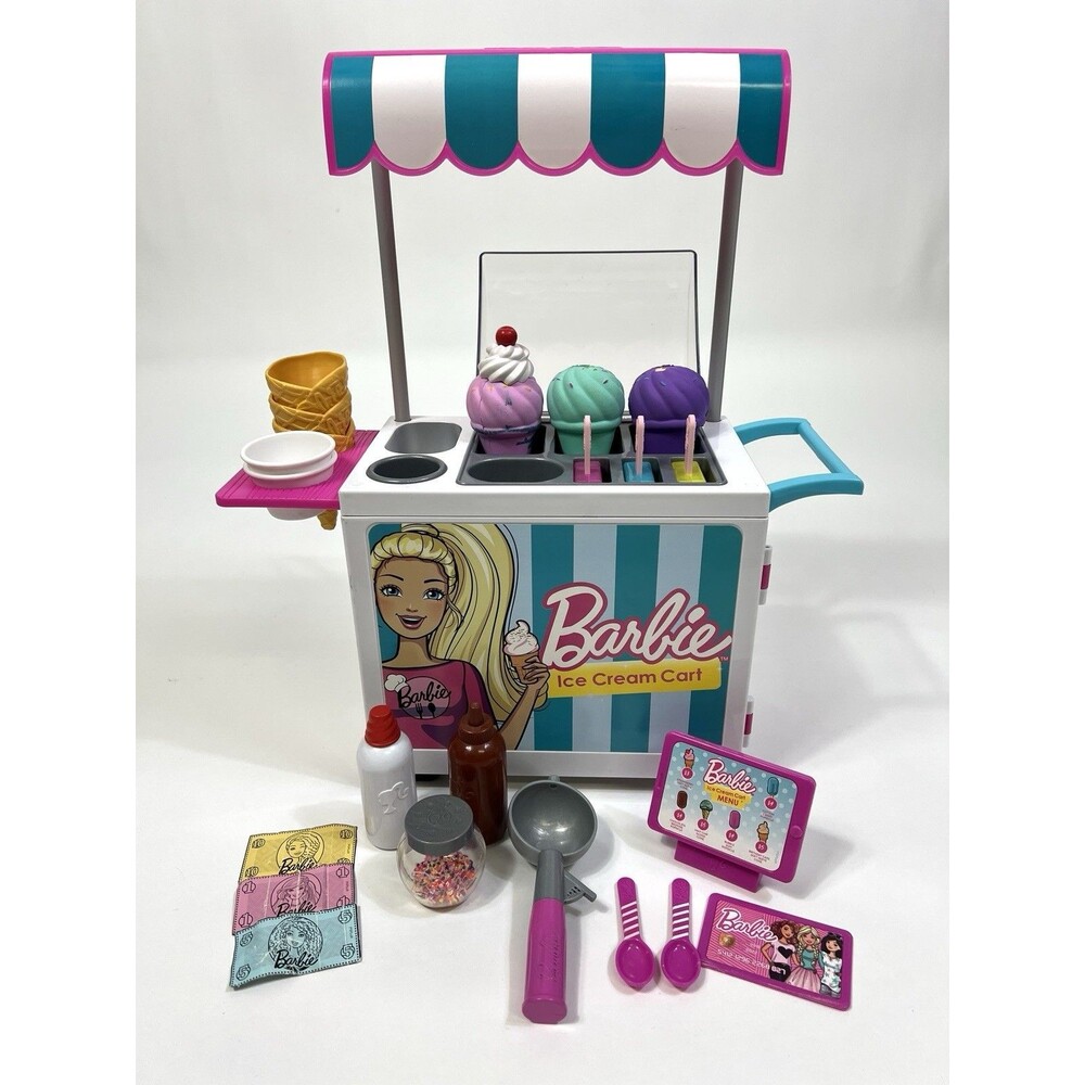 Barbie Mattel Ice Cream Cart Playset! Popsicle, Cone!